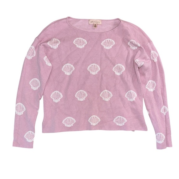Philosophy Sea Shell Print Jacquard Sweater Pink Blush Women’s Size Medium Boho - Picture 9 of 9